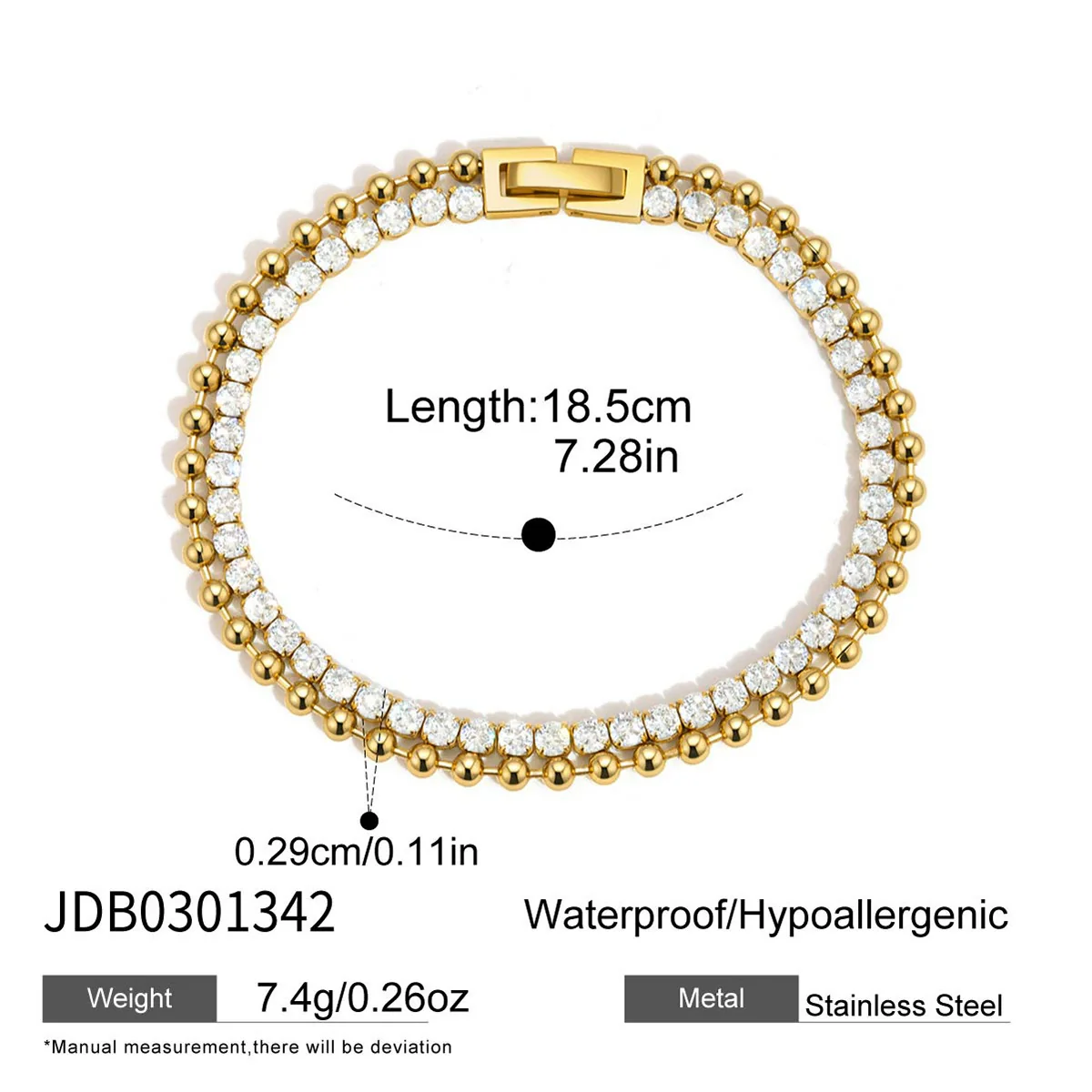 Wholesale Women's Geometric Stainless Steel Electroplated Doublelayer Zircon Bracelet Jewelry Accessories - Image 6