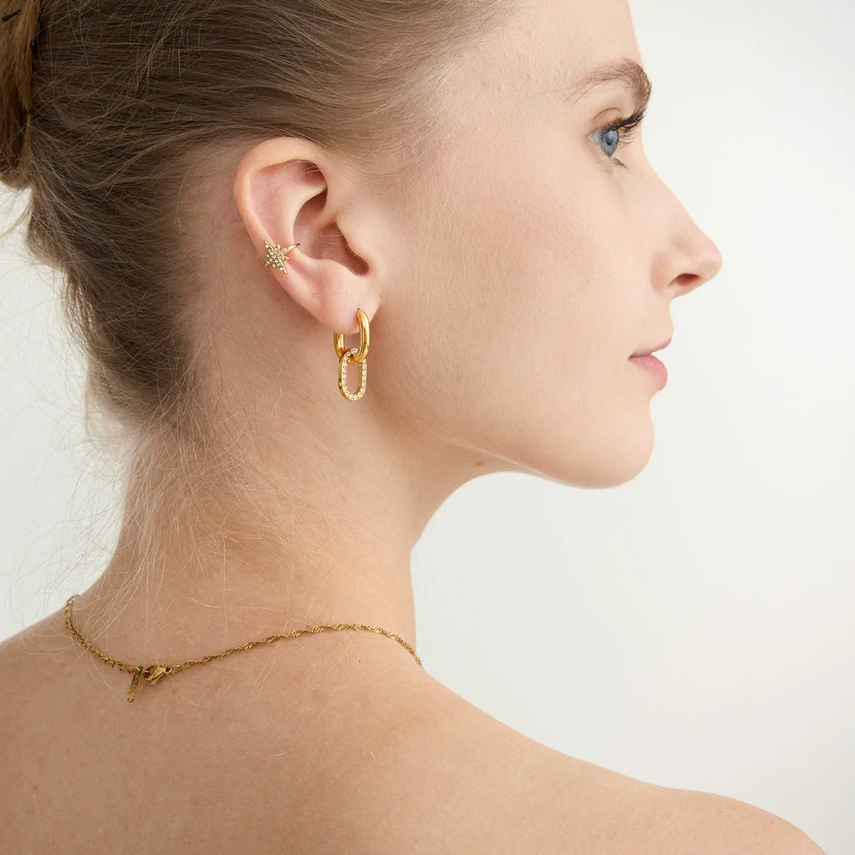 Wholesale Women's Geometric Stainless Steel Electroplated Earrings And Ear Clips Casual Style - Image 3