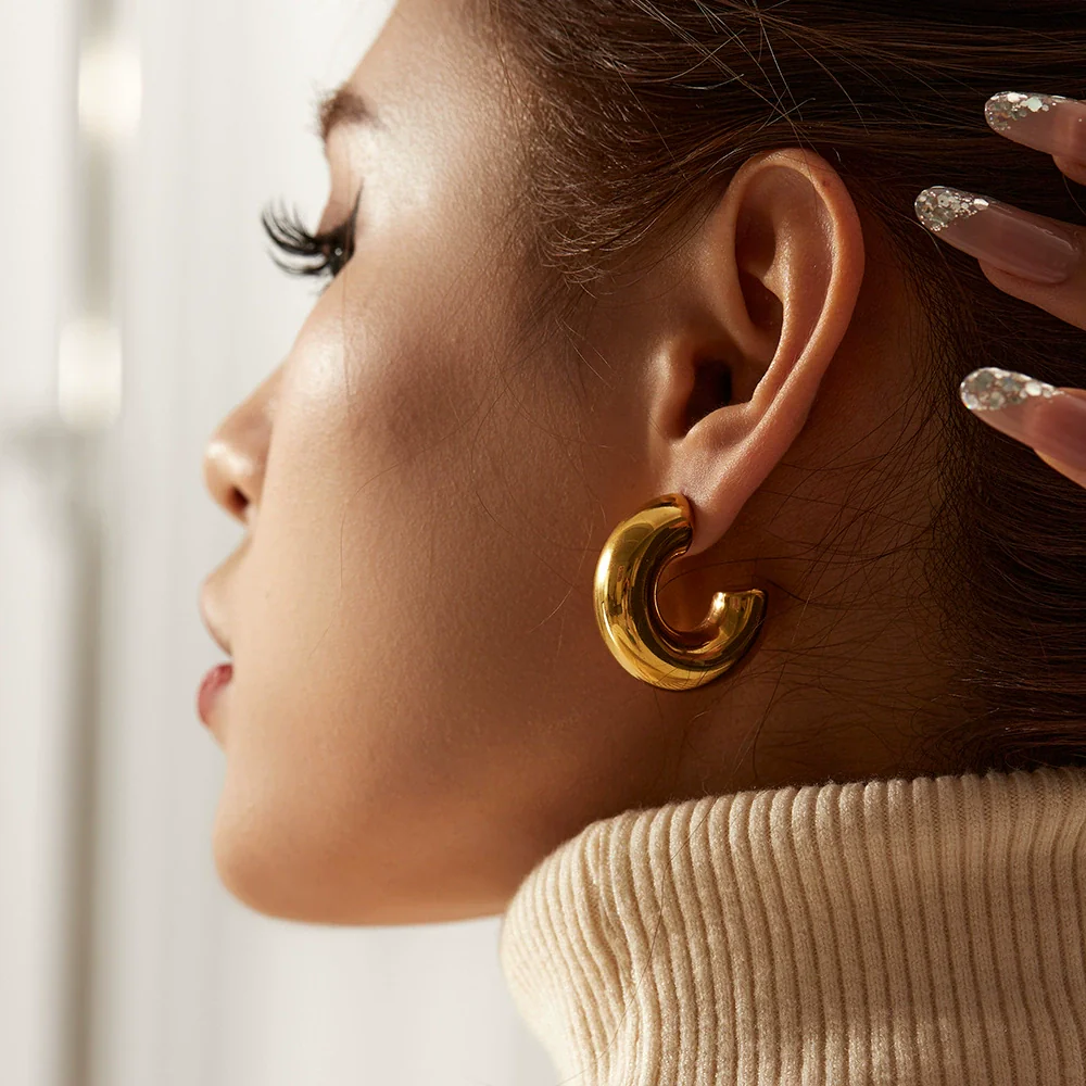 Wholesale Women's Geometric Stainless Steel Electroplated Earrings Jewelry - Image 4