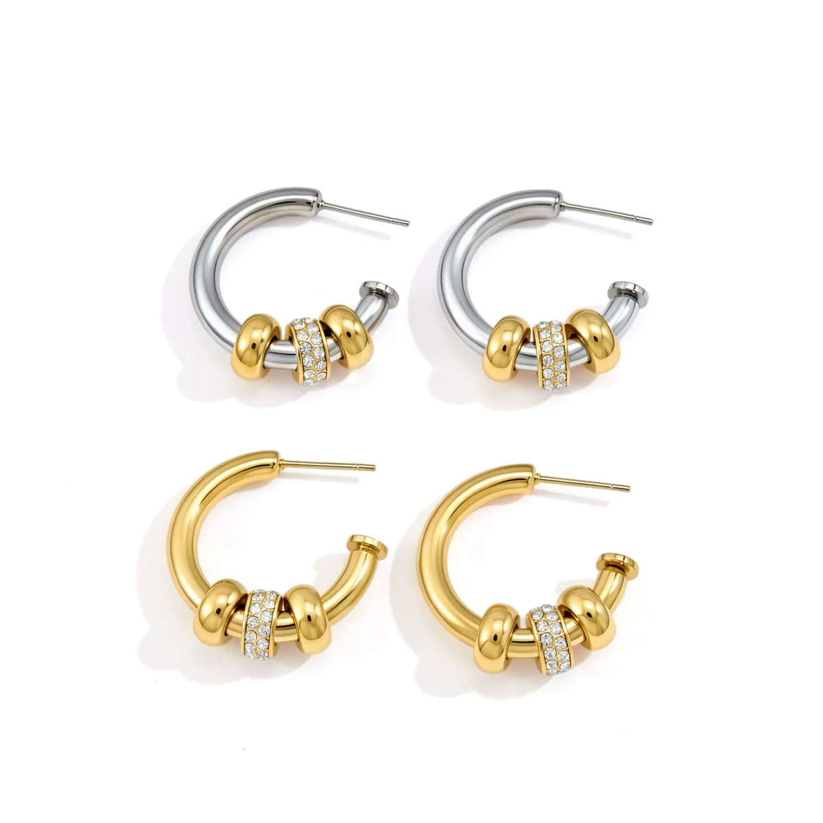 Wholesale Women's Geometric Stainless Steel Electroplated Earrings Light Luxury Highend Niche Design - Image 5