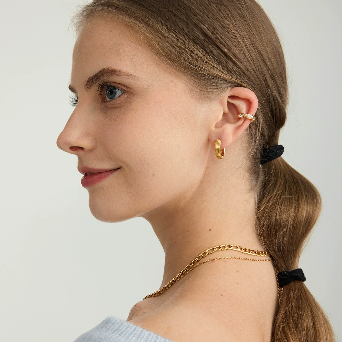 Wholesale Women's Geometric Stainless Steel Electroplated Earrings With Zircon Casual Style - Image 4