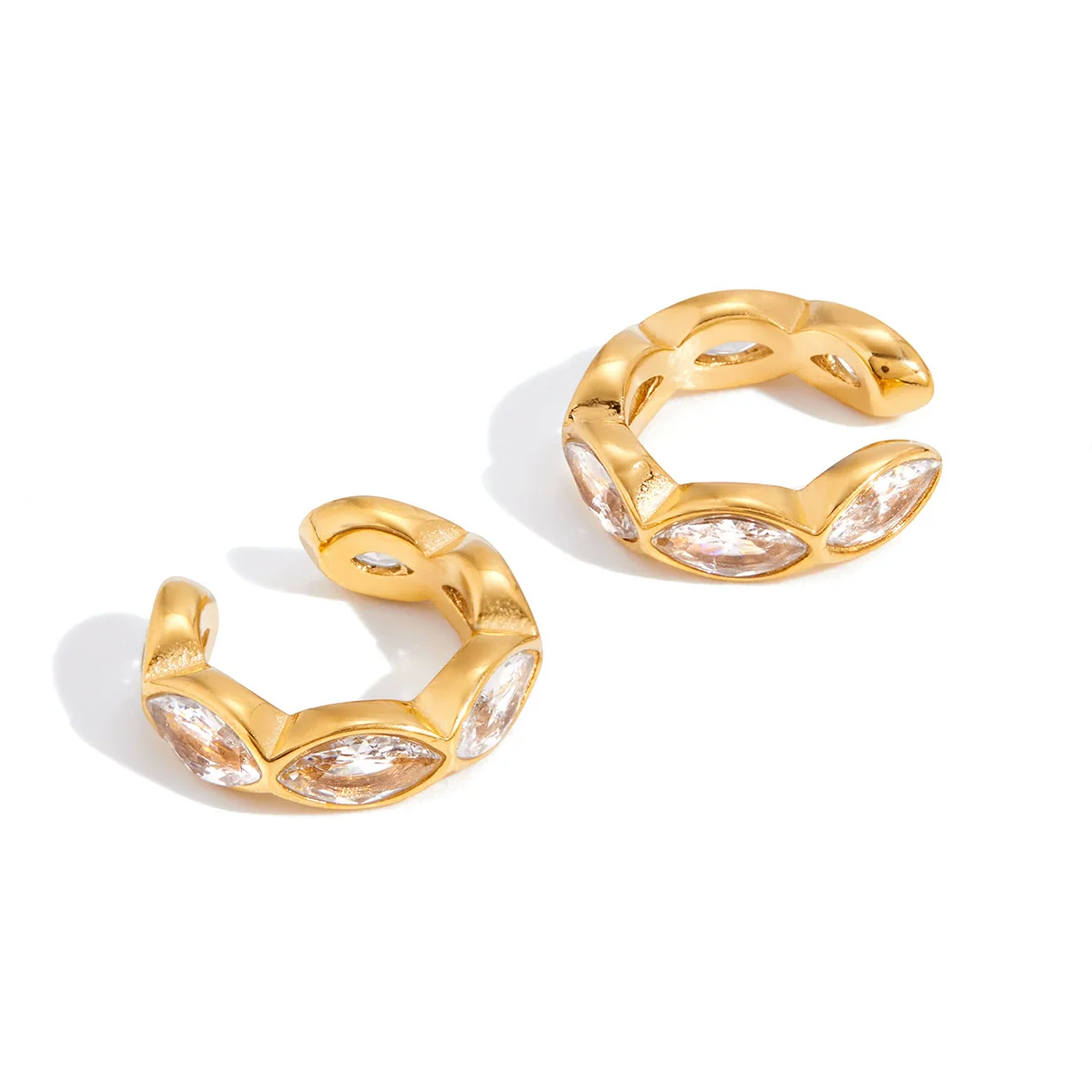Wholesale Women's Geometric Stainless Steel Electroplated Earrings With Zircon Casual Style - Image 5