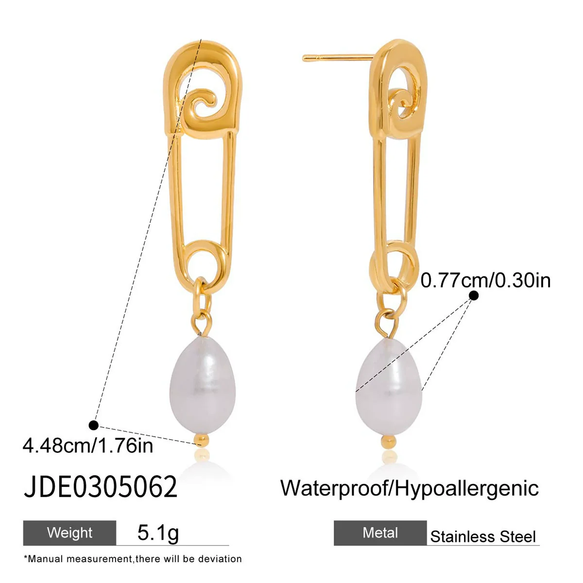 Wholesale Women's Geometric Stainless Steel Electroplated Freshwater Pearl Earrings - Image 6