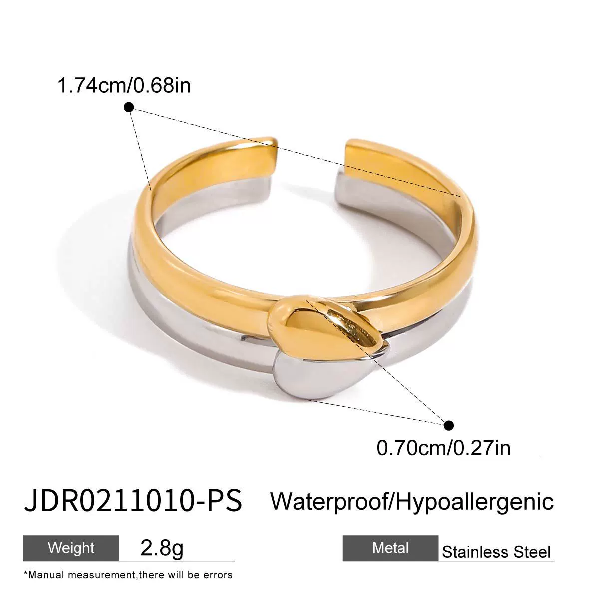 Wholesale Women's Geometric Stainless Steel Electroplated Heart Ring For Couples Accessories - Image 6