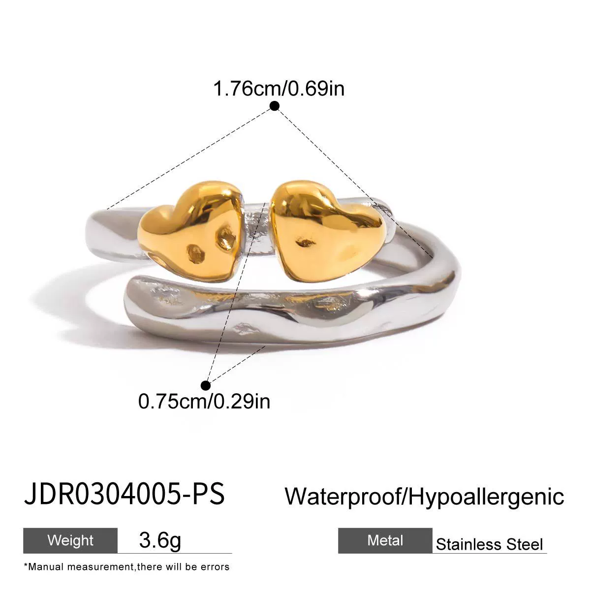 Wholesale Women's Geometric Stainless Steel Electroplated Heart Ring For Couples Accessories - Image 7