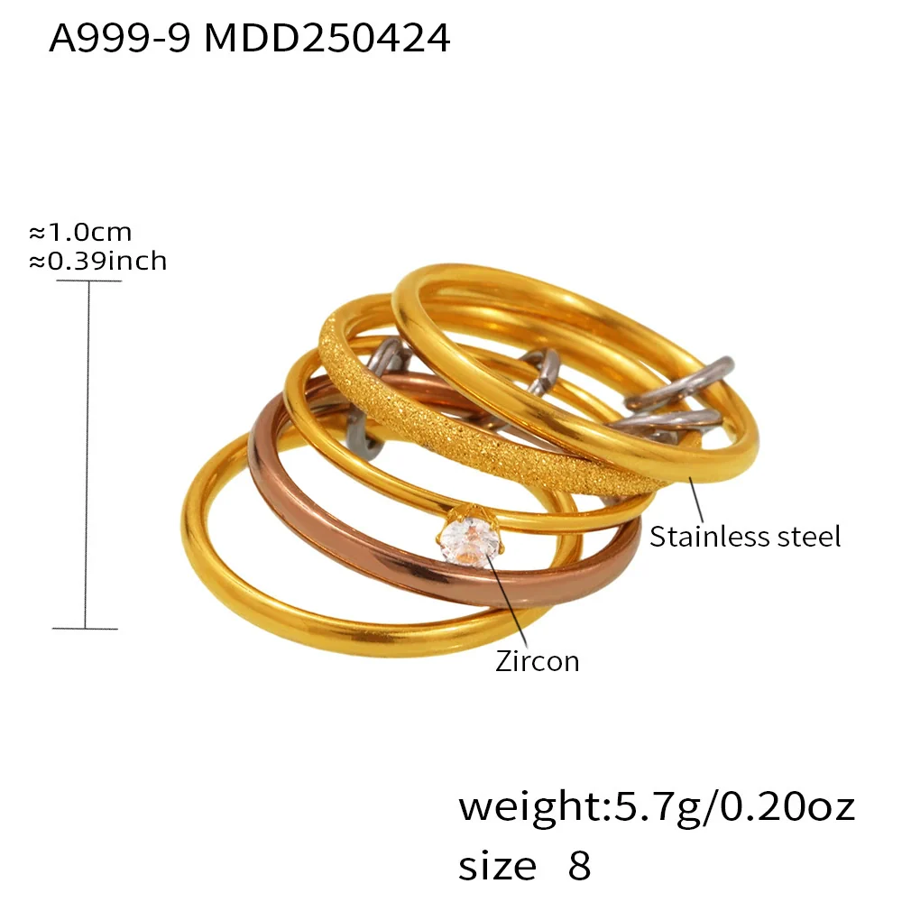 Wholesale Women's Geometric Stainless Steel Electroplated Multilayer Overlapping Ferris Wheel Finger Ring - Image 14