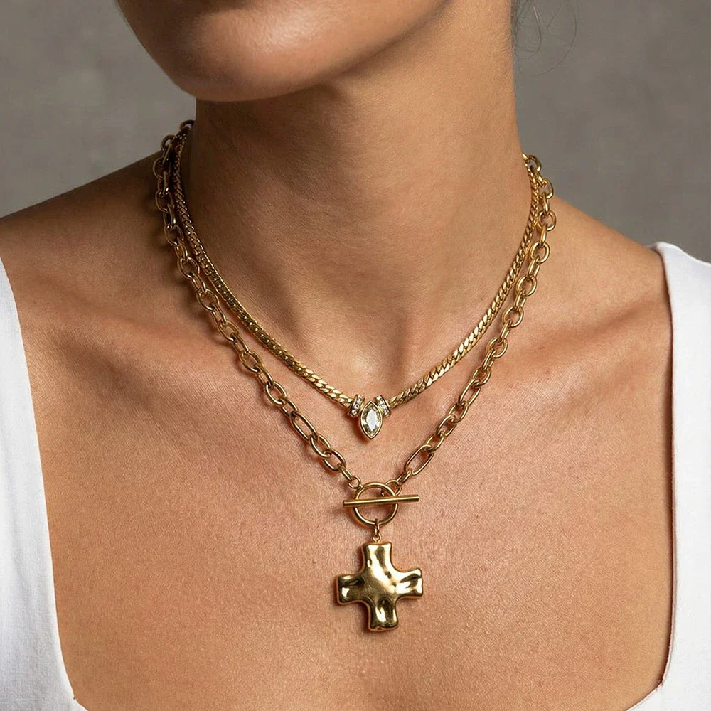 Wholesale Women's Geometric Stainless Steel Electroplated Necklace - Image 4