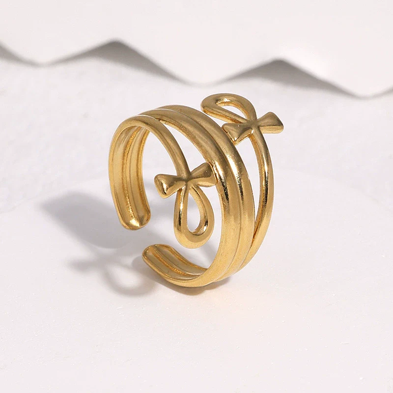 Wholesale Women's Geometric Stainless Steel Electroplated Open Ring Jewelry - Image 2