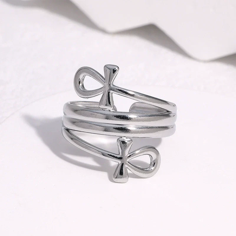Wholesale Women's Geometric Stainless Steel Electroplated Open Ring Jewelry - Image 3