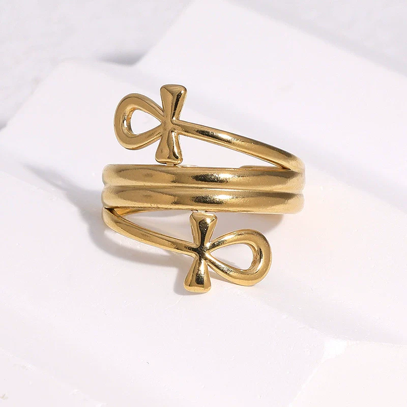 Wholesale Women's Geometric Stainless Steel Electroplated Open Ring Jewelry - Image 4