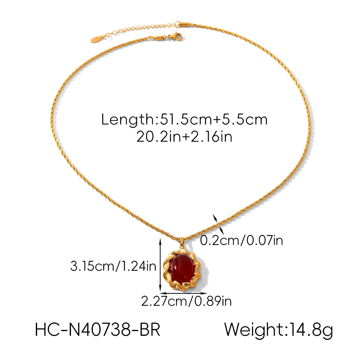 Wholesale Women's Geometric Stainless Steel Electroplated Pendant Necklace With Twist Chain - Image 12