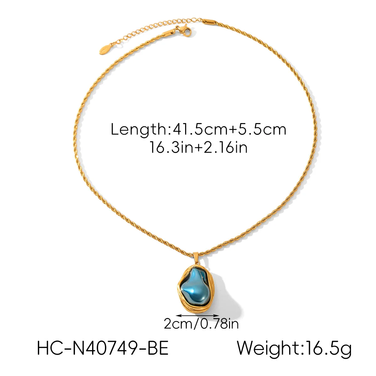 Wholesale Women's Geometric Stainless Steel Electroplated Pendant Necklace With Twist Chain - Image 8