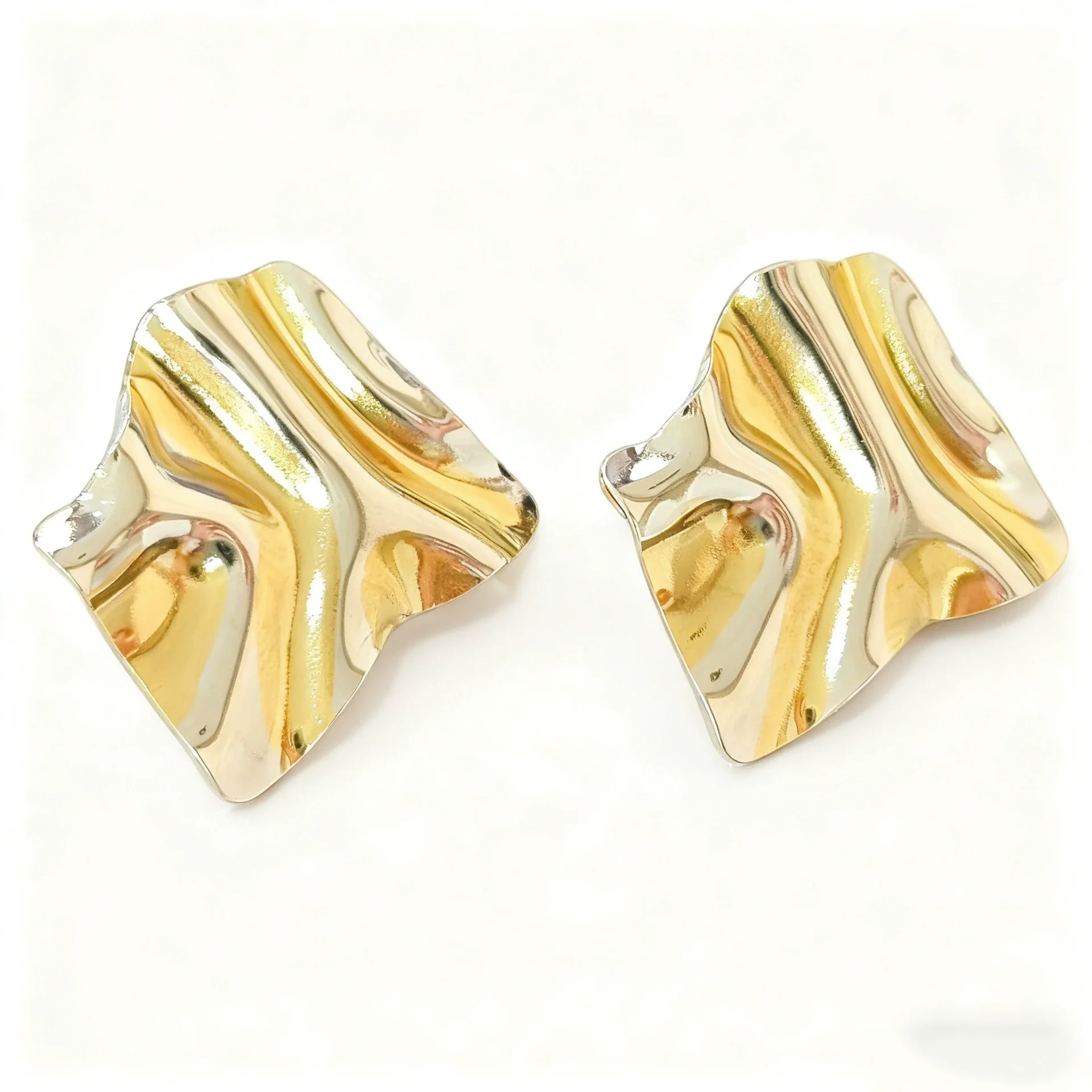 Wholesale Women's Geometric Stainless Steel Electroplated Pleated Irregular Earrings Light Luxury High End Fashion - Image 5