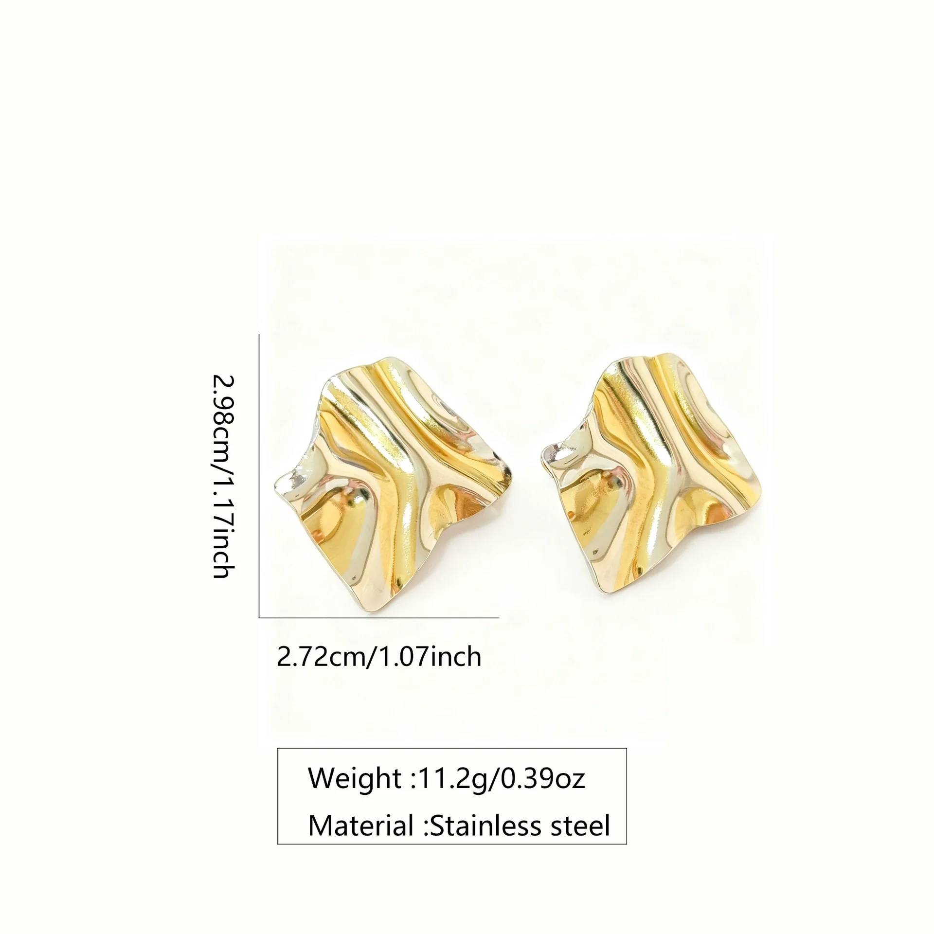 Wholesale Women's Geometric Stainless Steel Electroplated Pleated Irregular Earrings Light Luxury High End Fashion - Image 6