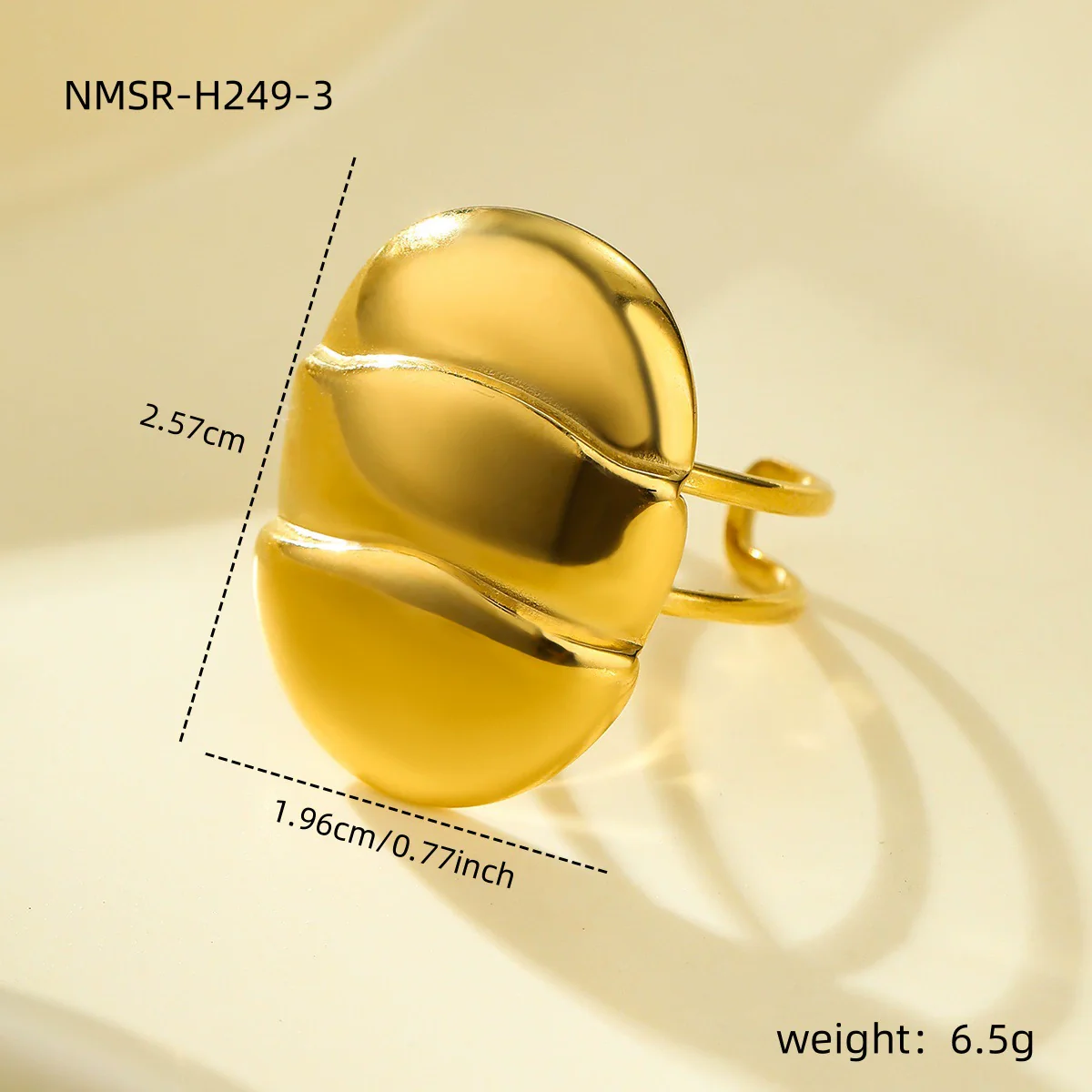 Wholesale Women's Geometric Stainless Steel Electroplated Ring - Image 8