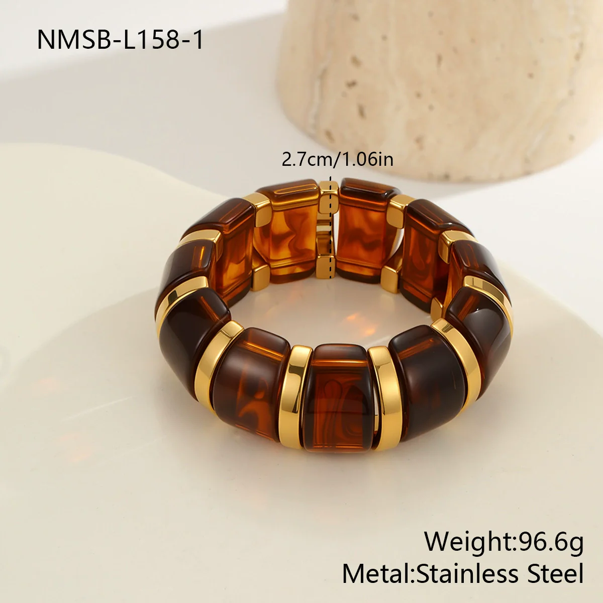 Wholesale Women's Geometric Stainless Steel Electroplated Smudged Irregular Retro Elastic Rope Bracelet Highend Jewelry - Image 6