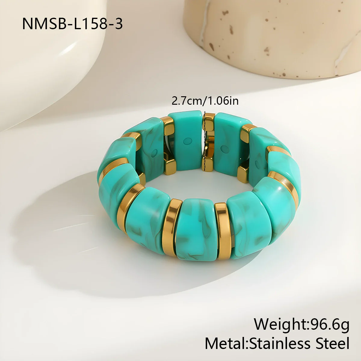 Wholesale Women's Geometric Stainless Steel Electroplated Smudged Irregular Retro Elastic Rope Bracelet Highend Jewelry - Image 8