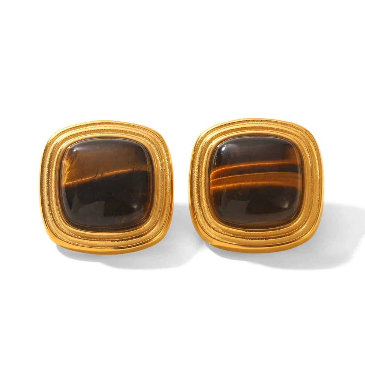 Wholesale Women's Geometric Stainless Steel Electroplated Stud Earrings Vintage Luxury Jewelry - Image 5