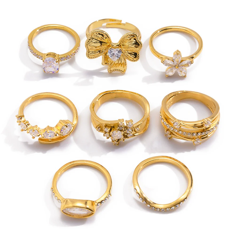 Wholesale Women's Geometric Stainless Steel Electroplated Zircon Ring Trendy Hand Jewelry - Image 4