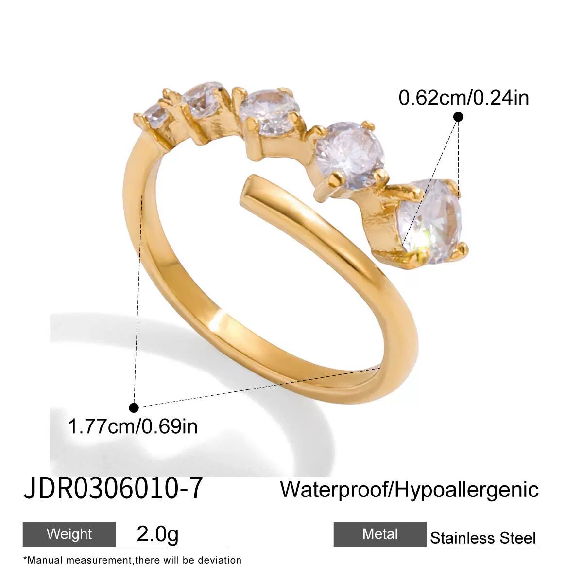 Wholesale Women's Geometric Stainless Steel Electroplated Zircon Ring Trendy Hand Jewelry - Image 7