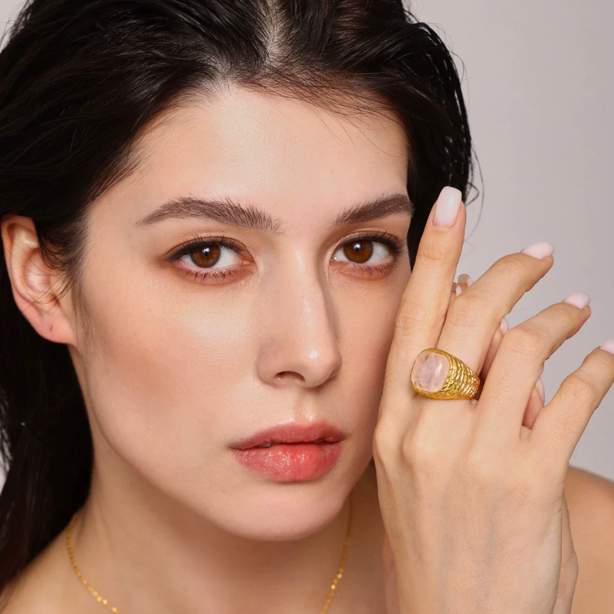 Wholesale Women's Geometric Stainless Steel Ferris Wheel Maillard Tiger Eye Stone Ring With 18K Real Gold Electroplating Medieval Precision Jewelry - Image 3
