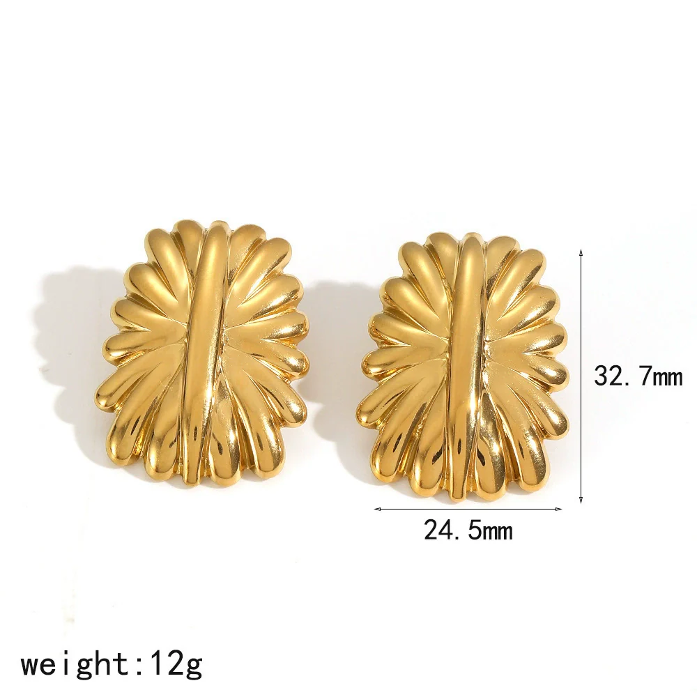 Wholesale Women's Geometric Stainless Steel Flowershaped Earrings With Pvd Furnace Vacuum Real Gold Plating - Image 5