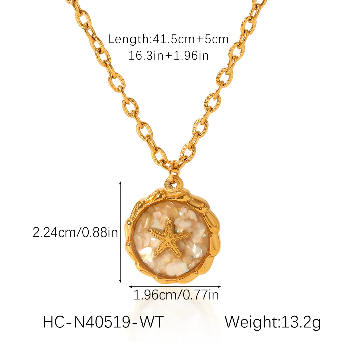 Wholesale Women's Geometric Stainless Steel Glued Shell Pendant Necklace With O Word Chain - Image 11