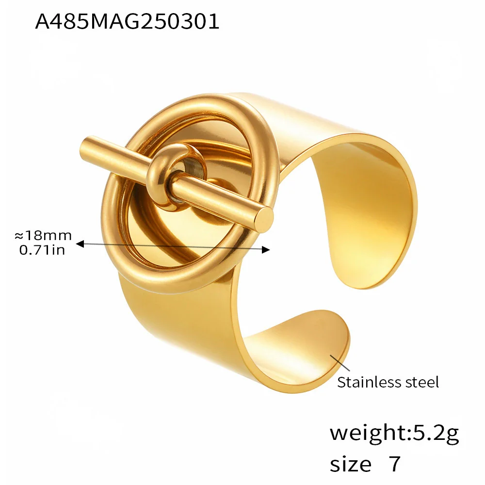 Wholesale Women's Geometric Stainless Steel Gold Plated Ferris Wheel Buckle Finger Ring Light Luxury Style - Image 6