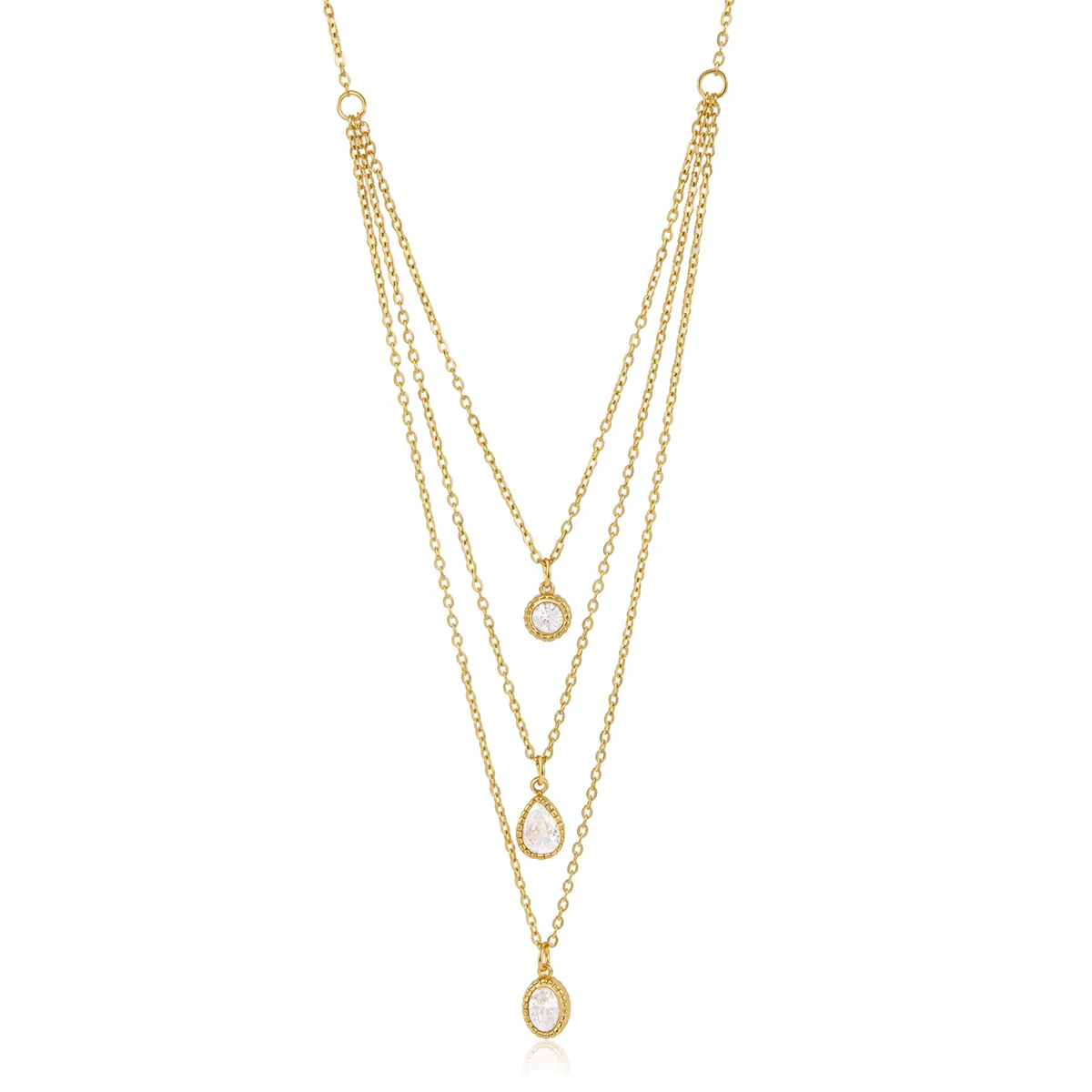 Wholesale Women's Geometric Stainless Steel Multilayered Stacking Necklace With Pvd Furnace Vacuum Real Gold Plating - Image 3