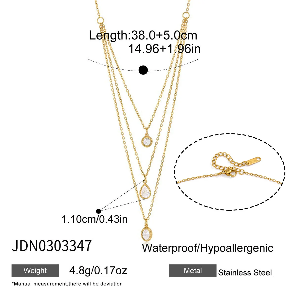 Wholesale Women's Geometric Stainless Steel Multilayered Stacking Necklace With Pvd Furnace Vacuum Real Gold Plating - Image 4