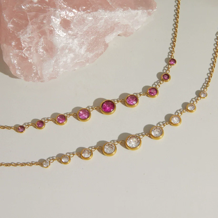 Wholesale Women's Geometric Stainless Steel Necklace With Pvd Furnace Vacuum Real Gold Plating