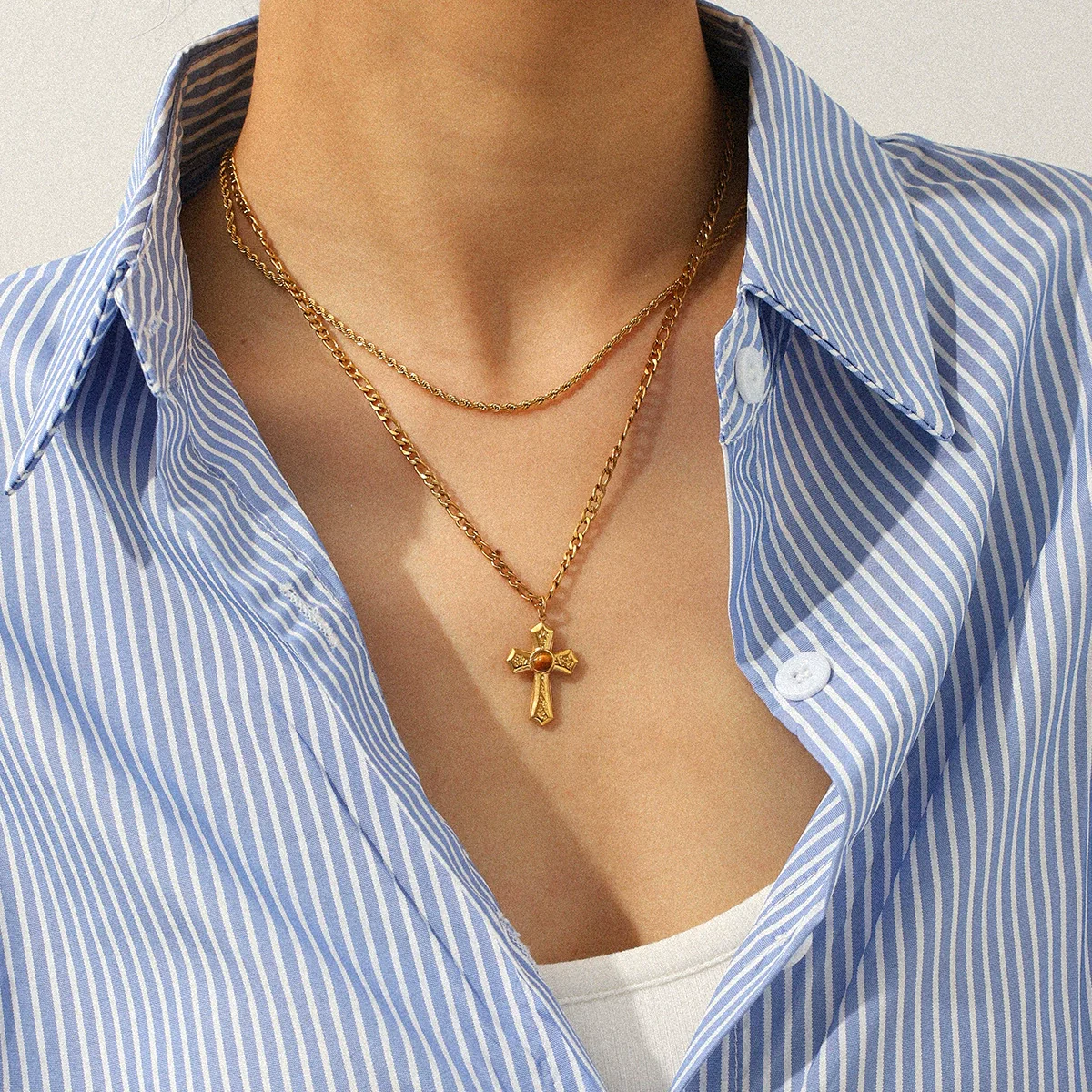 Wholesale Women's Geometric Stainless Steel Necklace With Vacuum Plating In Furnace - Image 3