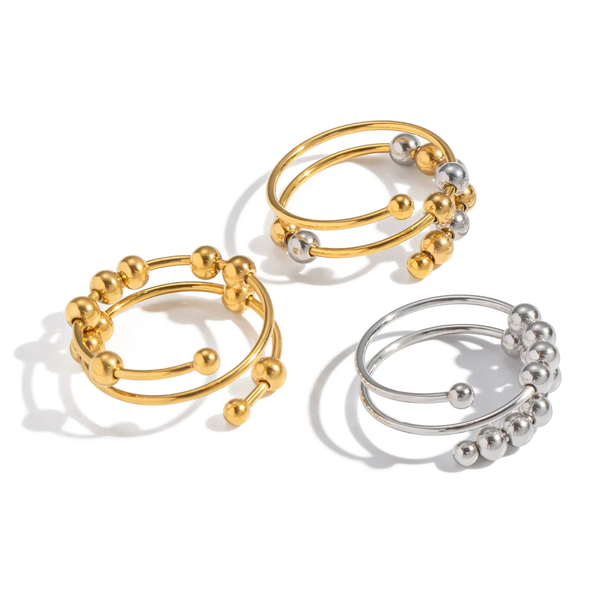 Wholesale Women's Geometric Stainless Steel Open Ring With Pvd Furnace Vacuum Real Gold Plating - Image 5