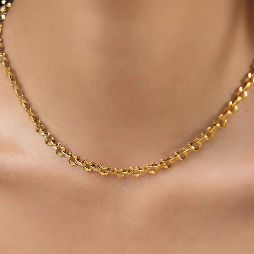 Wholesale Women's Geometric Stainless Steel Pvd Furnace Vacuum Real Gold Plated Necklace - Image 2