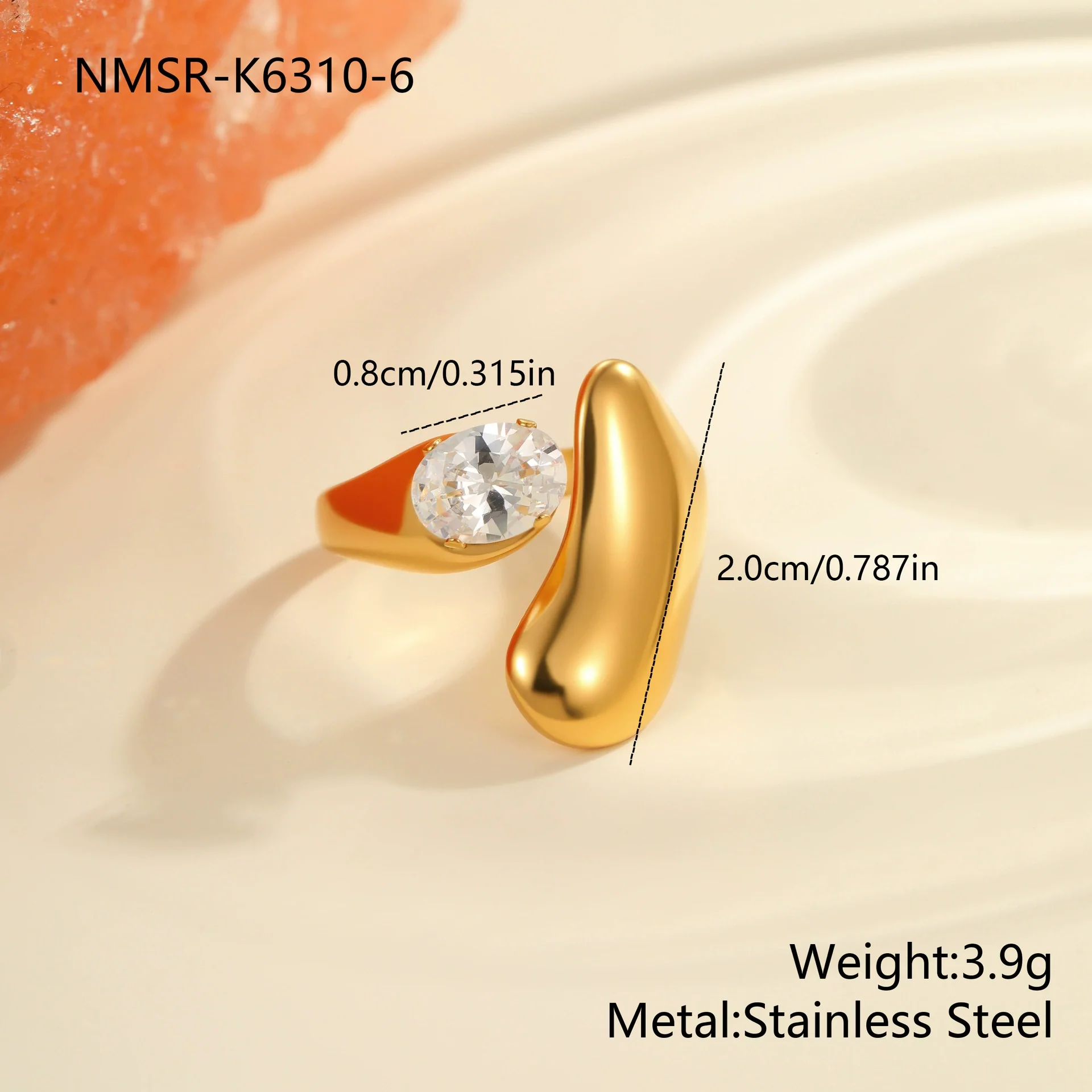 Wholesale Women's Geometric Stainless Steel Ring Electroplated With Real Gold Inlaid With Zircon Light Luxury Hand Jewelry - Image 17