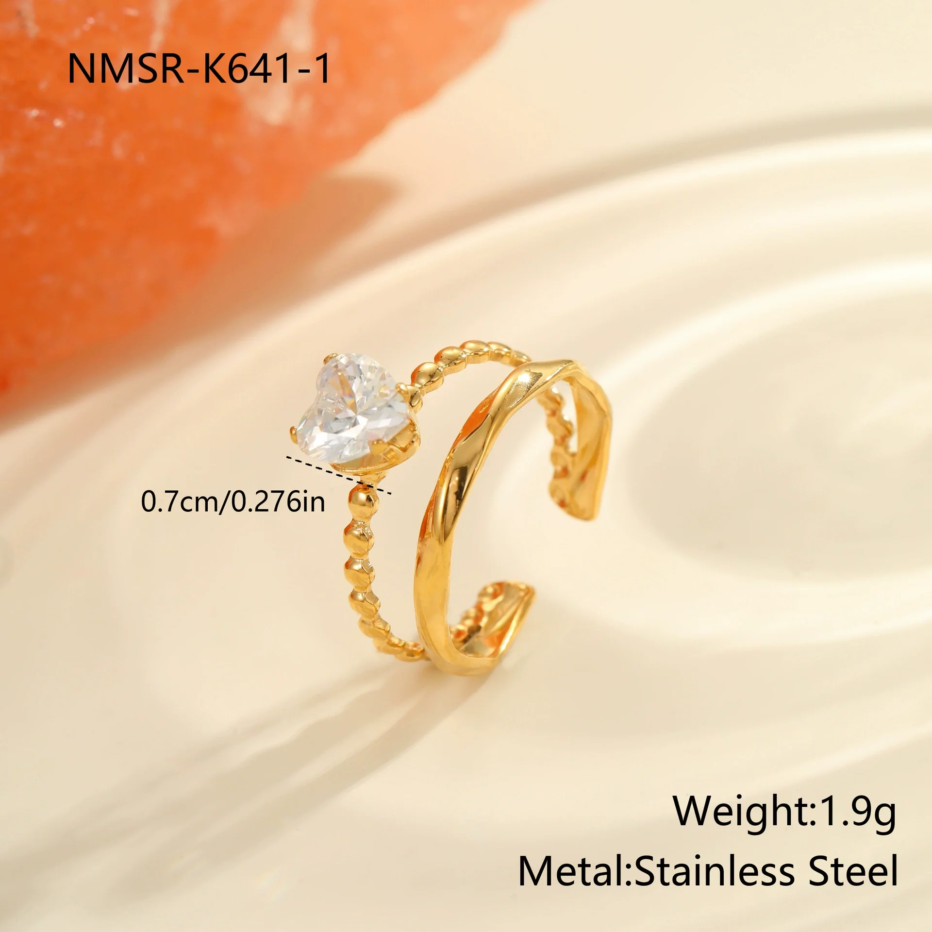 Wholesale Women's Geometric Stainless Steel Ring Electroplated With Real Gold Inlaid With Zircon Light Luxury Hand Jewelry - Image 6