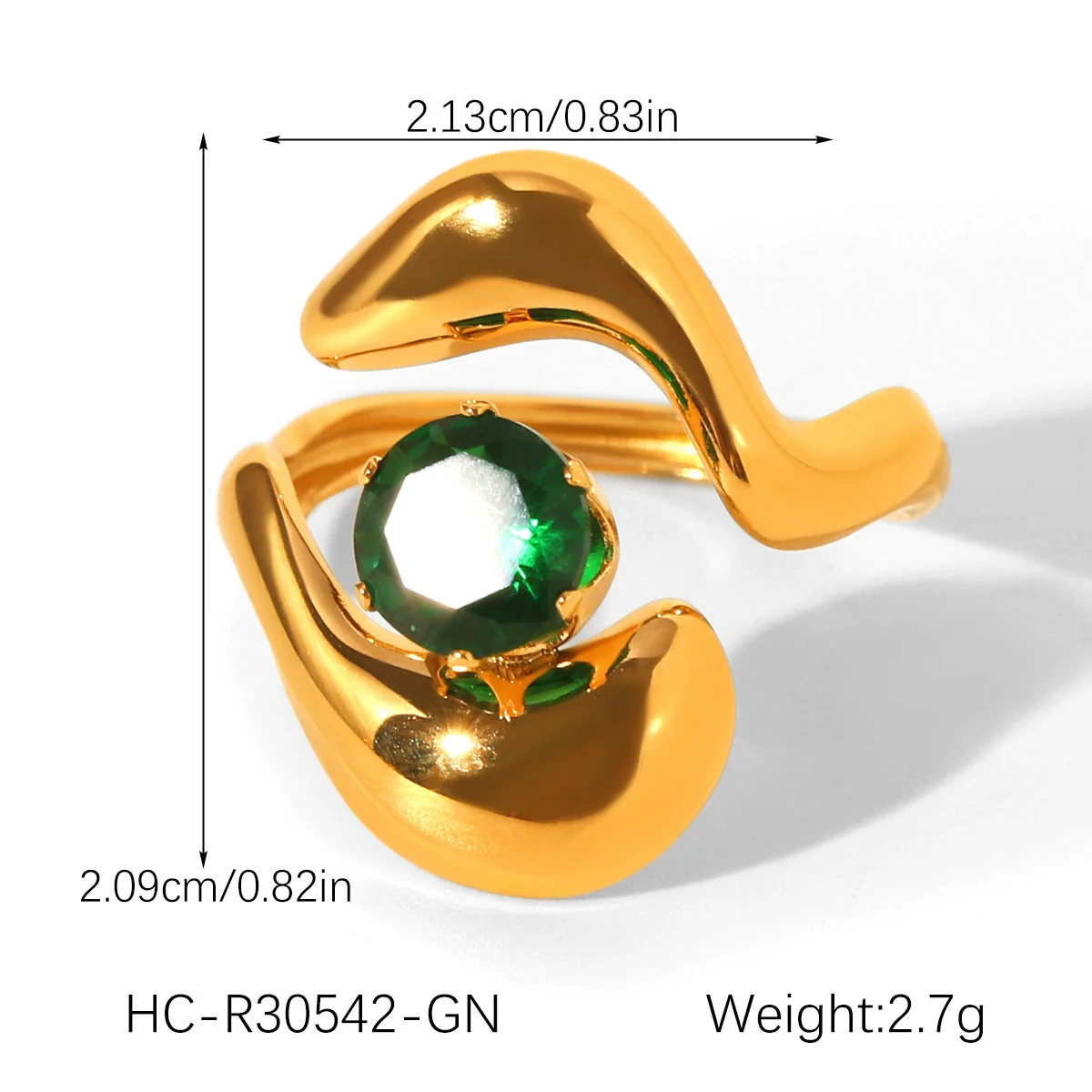 Wholesale Women's Geometric Stainless Steel Ring Set With Green Zirconia Light Luxury And Highend Jewelry - Image 10