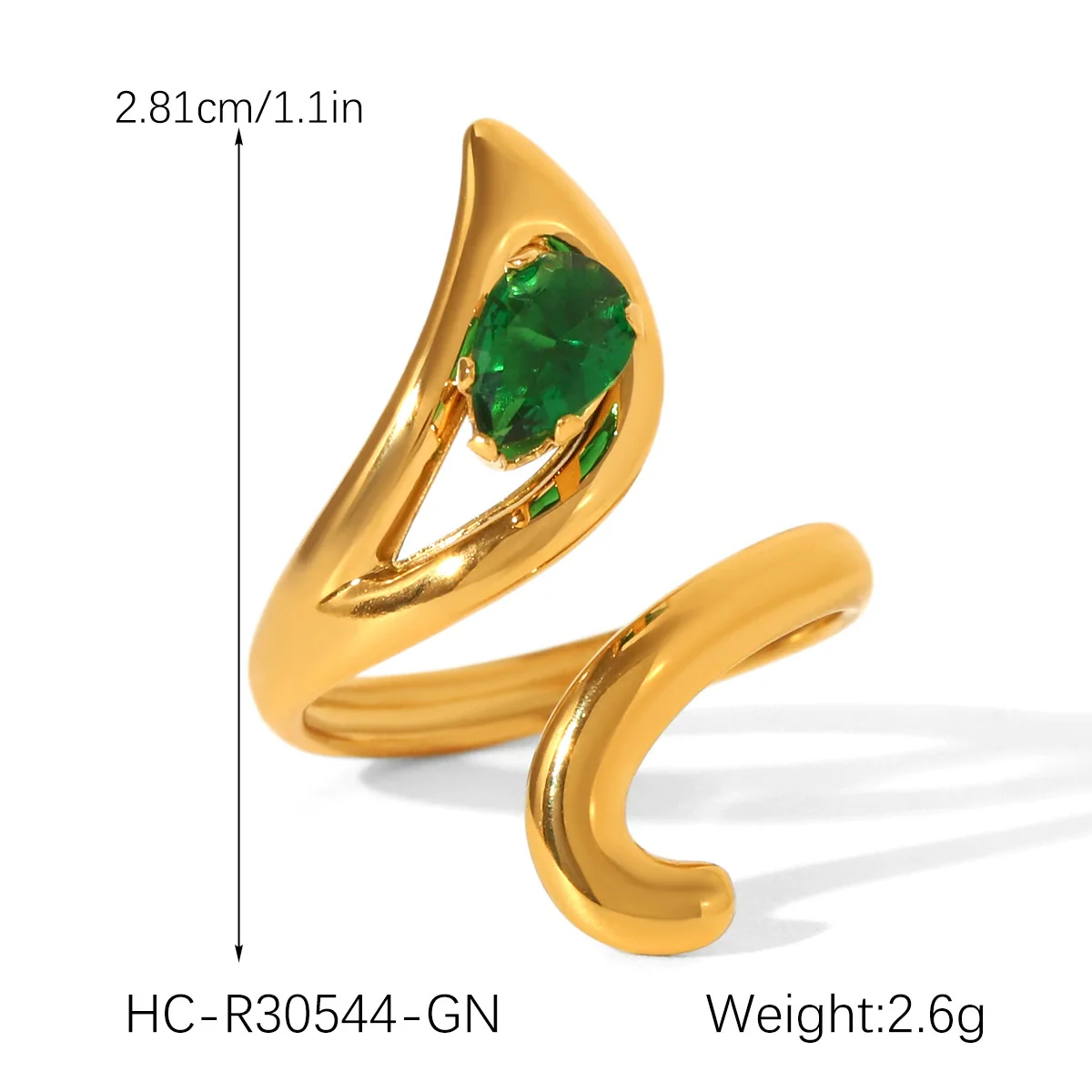 Wholesale Women's Geometric Stainless Steel Ring Set With Green Zirconia Light Luxury And Highend Jewelry - Image 12