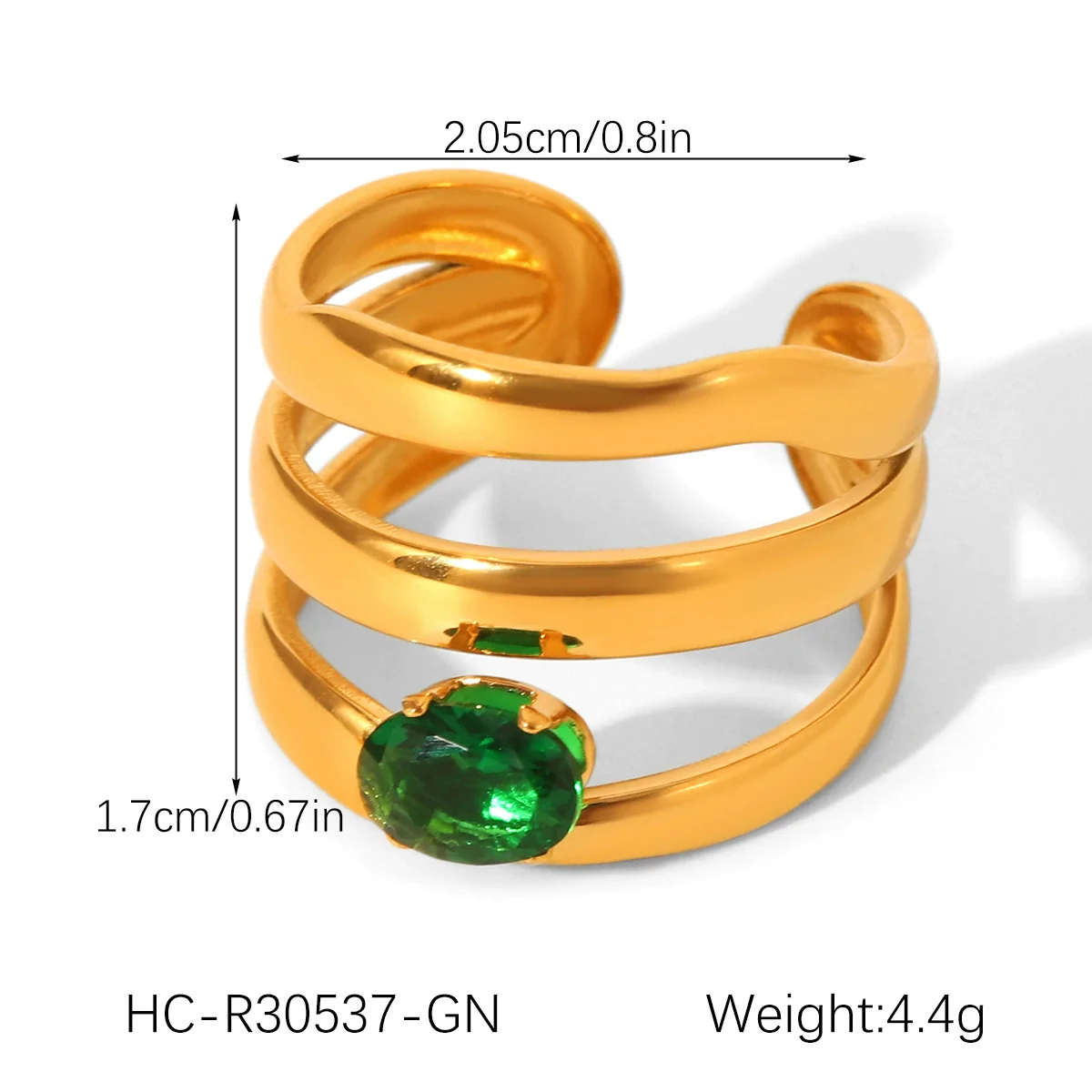 Wholesale Women's Geometric Stainless Steel Ring Set With Green Zirconia Light Luxury And Highend Jewelry - Image 6