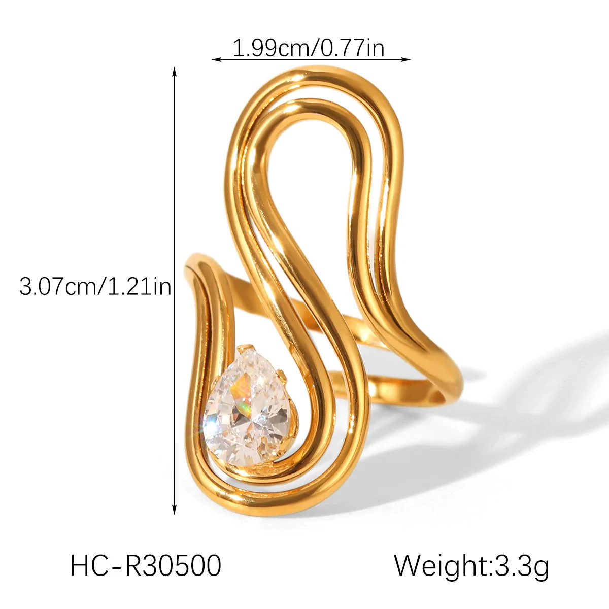 Wholesale Women's Geometric Stainless Steel Ring Set With Zirconia - Image 10