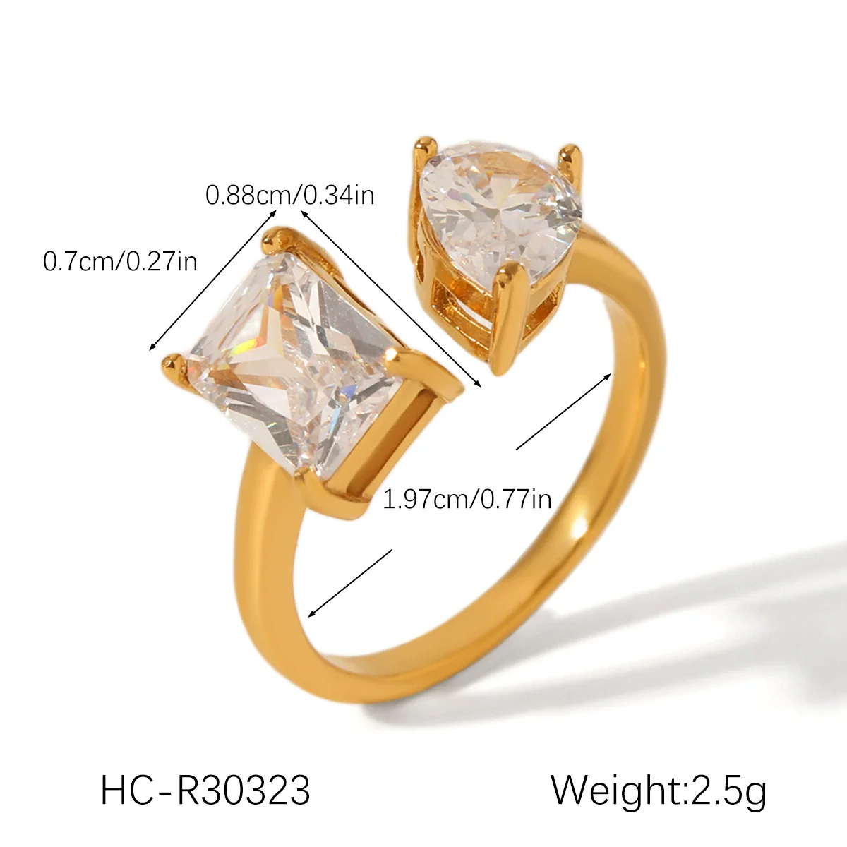Wholesale Women's Geometric Stainless Steel Ring Set With Zirconia - Image 18