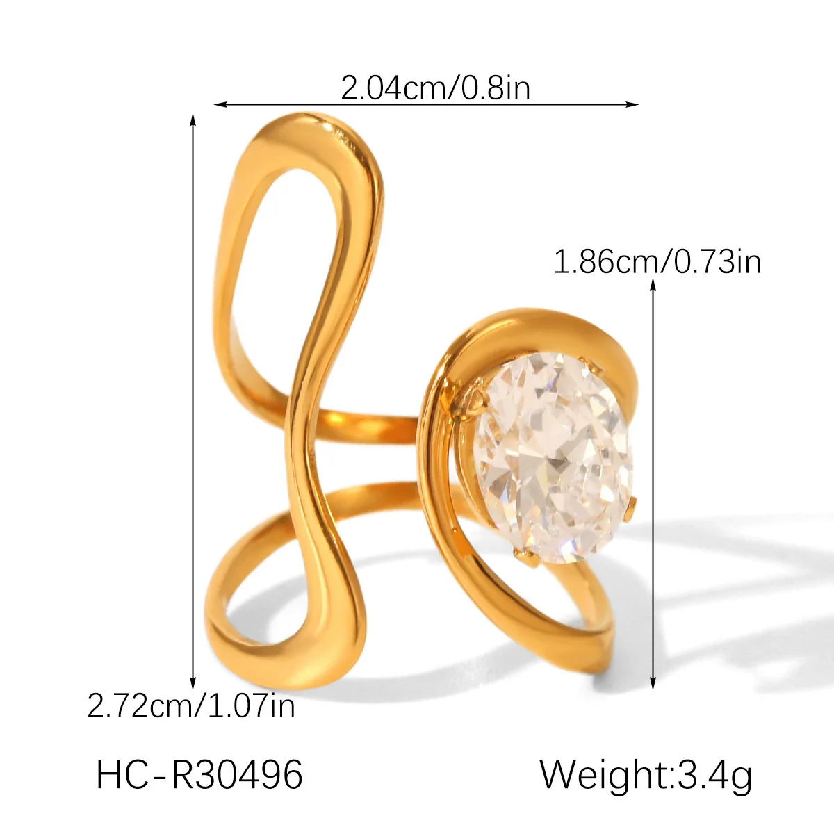 Wholesale Women's Geometric Stainless Steel Ring Set With Zirconia - Image 6