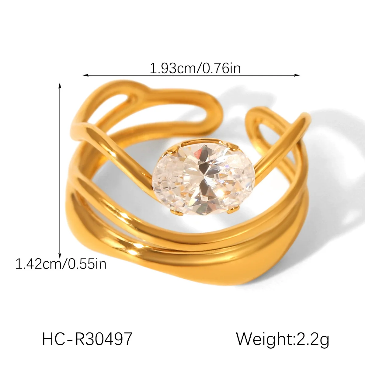 Wholesale Women's Geometric Stainless Steel Ring Set With Zirconia - Image 7