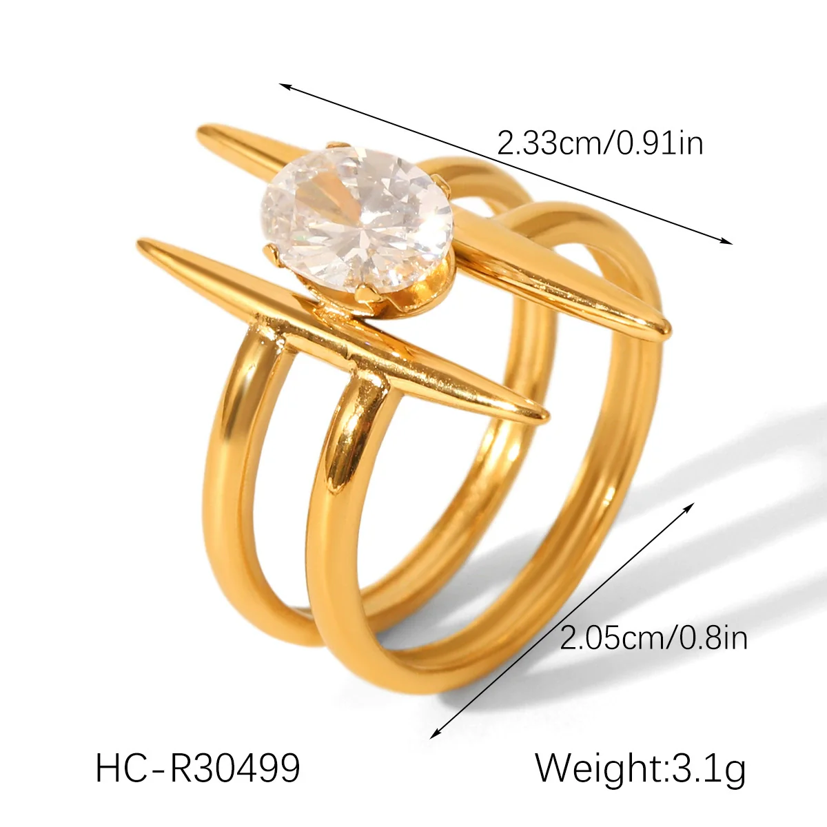 Wholesale Women's Geometric Stainless Steel Ring Set With Zirconia - Image 9