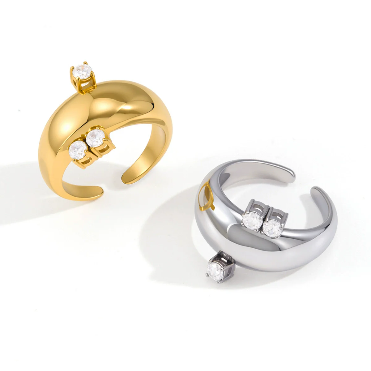 Wholesale Women's Geometric Stainless Steel Ring With Pvd Furnace Vacuum Real Gold Plating - Image 5