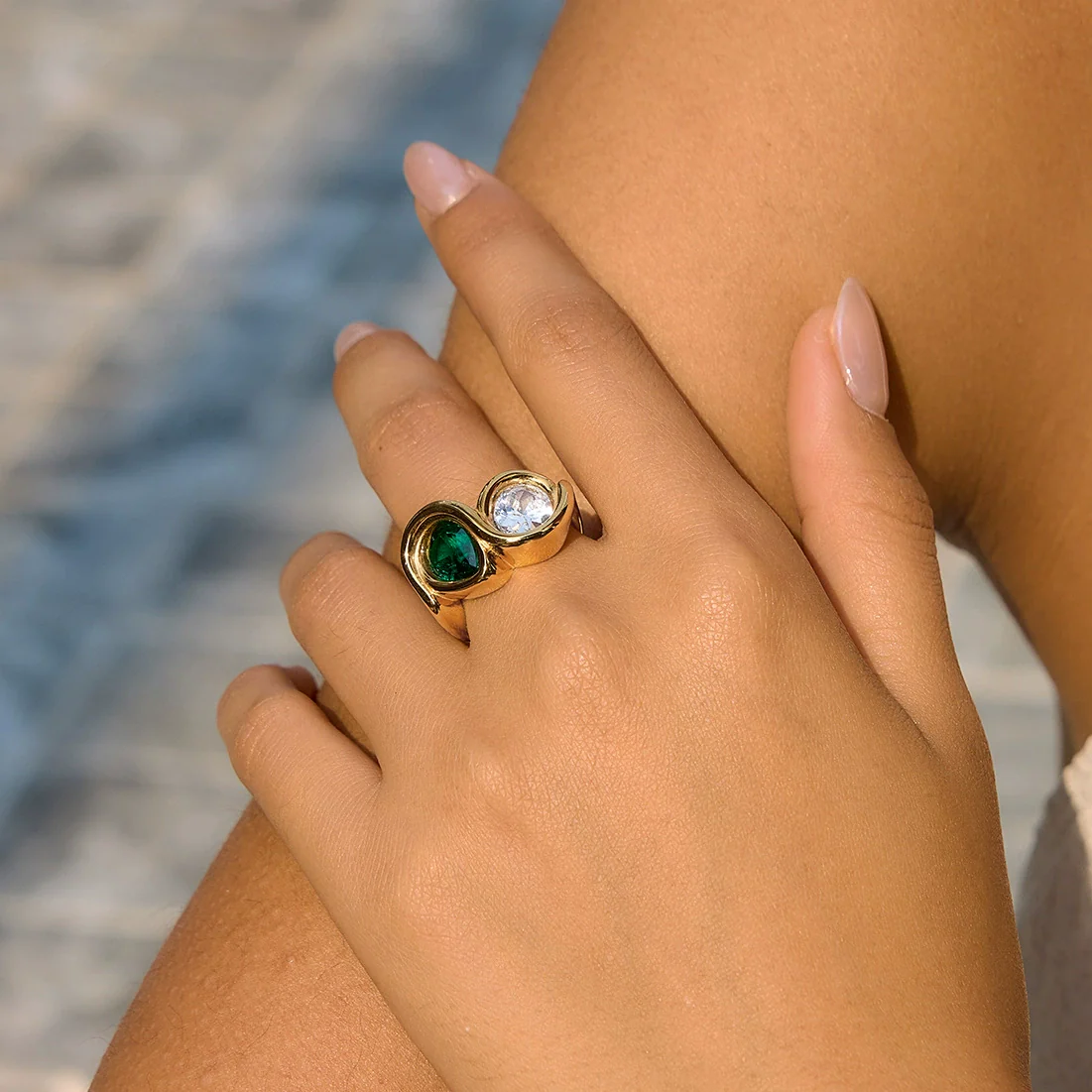 Wholesale Women's Geometric Stainless Steel Ring With Pvd Furnace Vacuum Real Gold Plating - Image 2