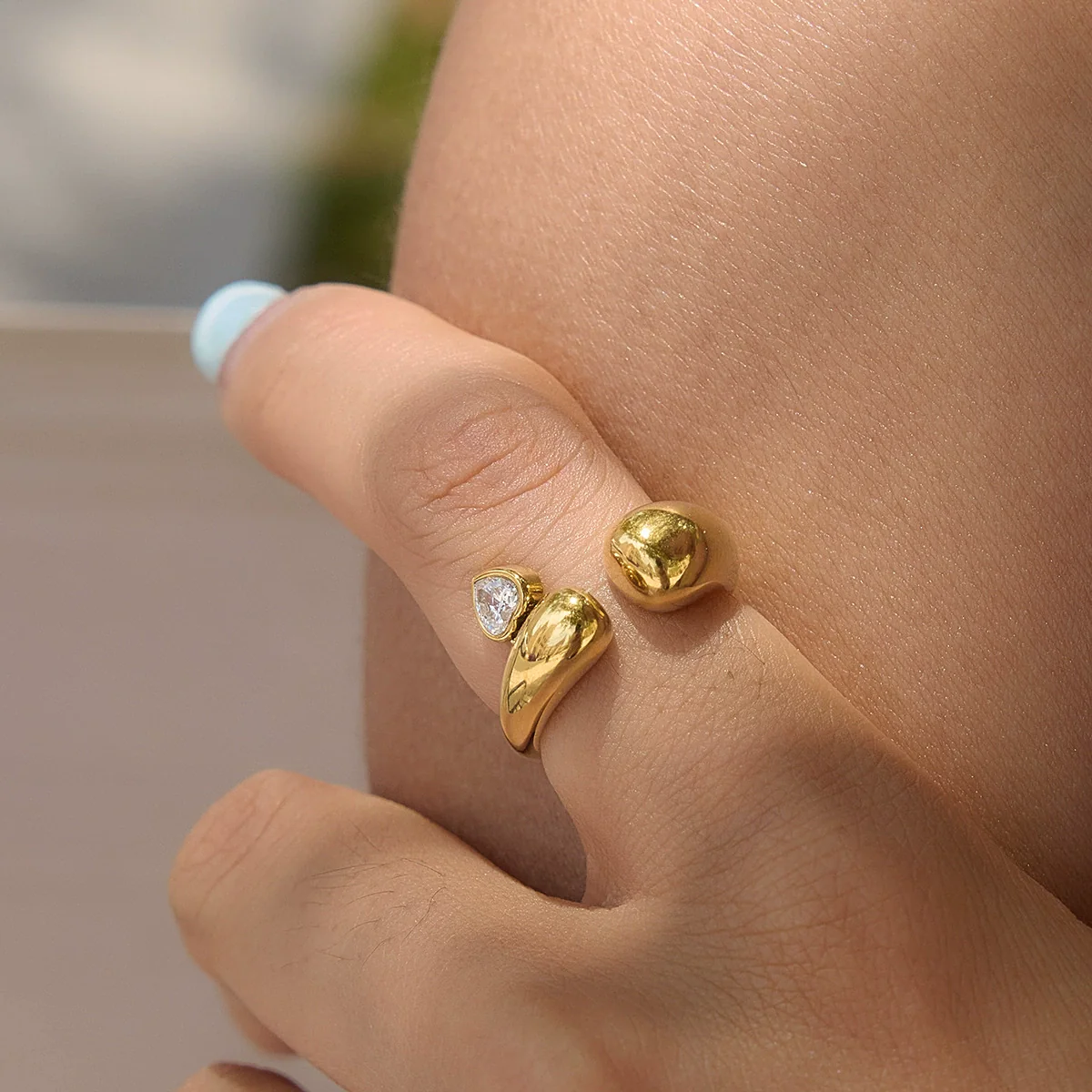Wholesale Women's Geometric Stainless Steel Ring With Pvd Furnace Vacuum Real Gold Plating - Image 3