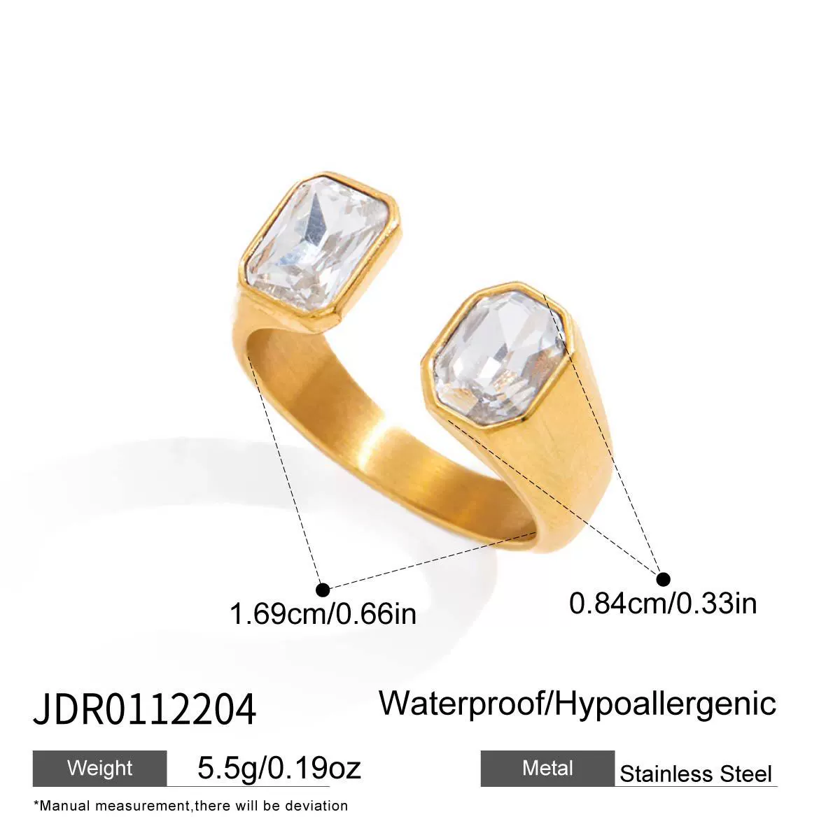 Wholesale Women's Geometric Stainless Steel Ring With Pvd Furnace Vacuum Real Gold Plating - Image 6