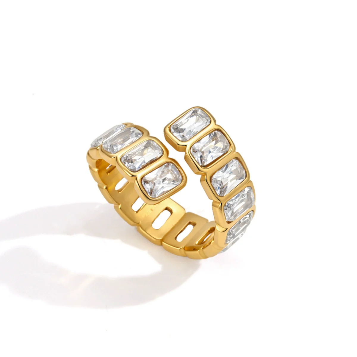 Wholesale Women's Geometric Stainless Steel Ring With Pvd Furnace Vacuum Real Gold Plating - Image 5