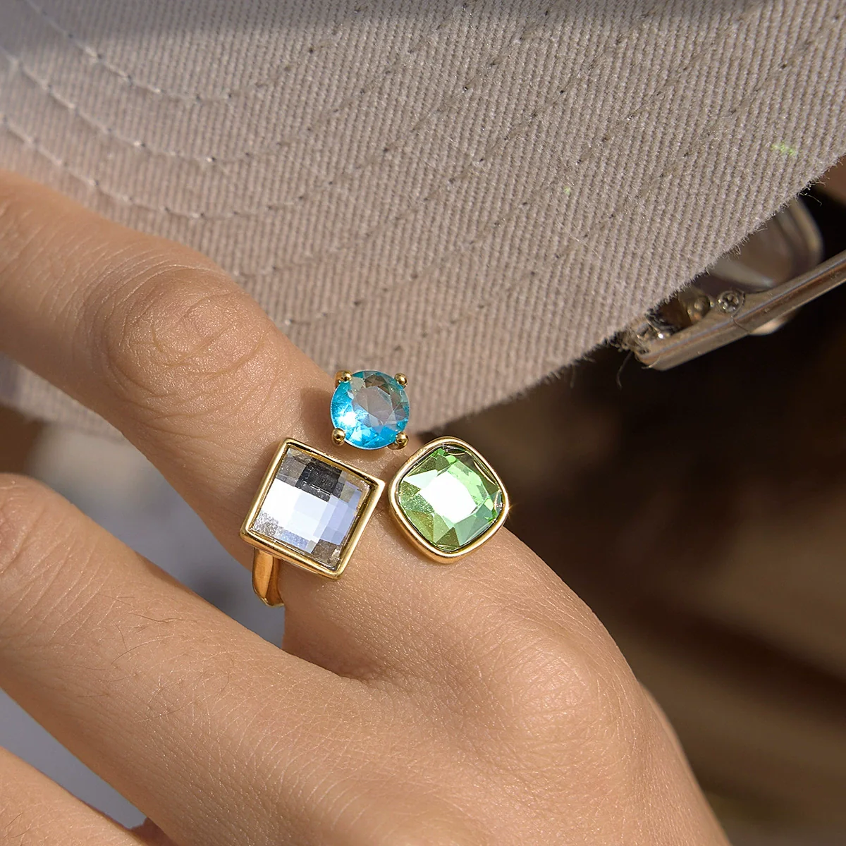 Wholesale Women's Geometric Stainless Steel Ring With Pvd Furnace Vacuum Real Gold Plating - Image 2